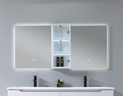 Ensemble Complet  Eleganza 60" : Double Lavabo, Vanité, Deux Miroir LED