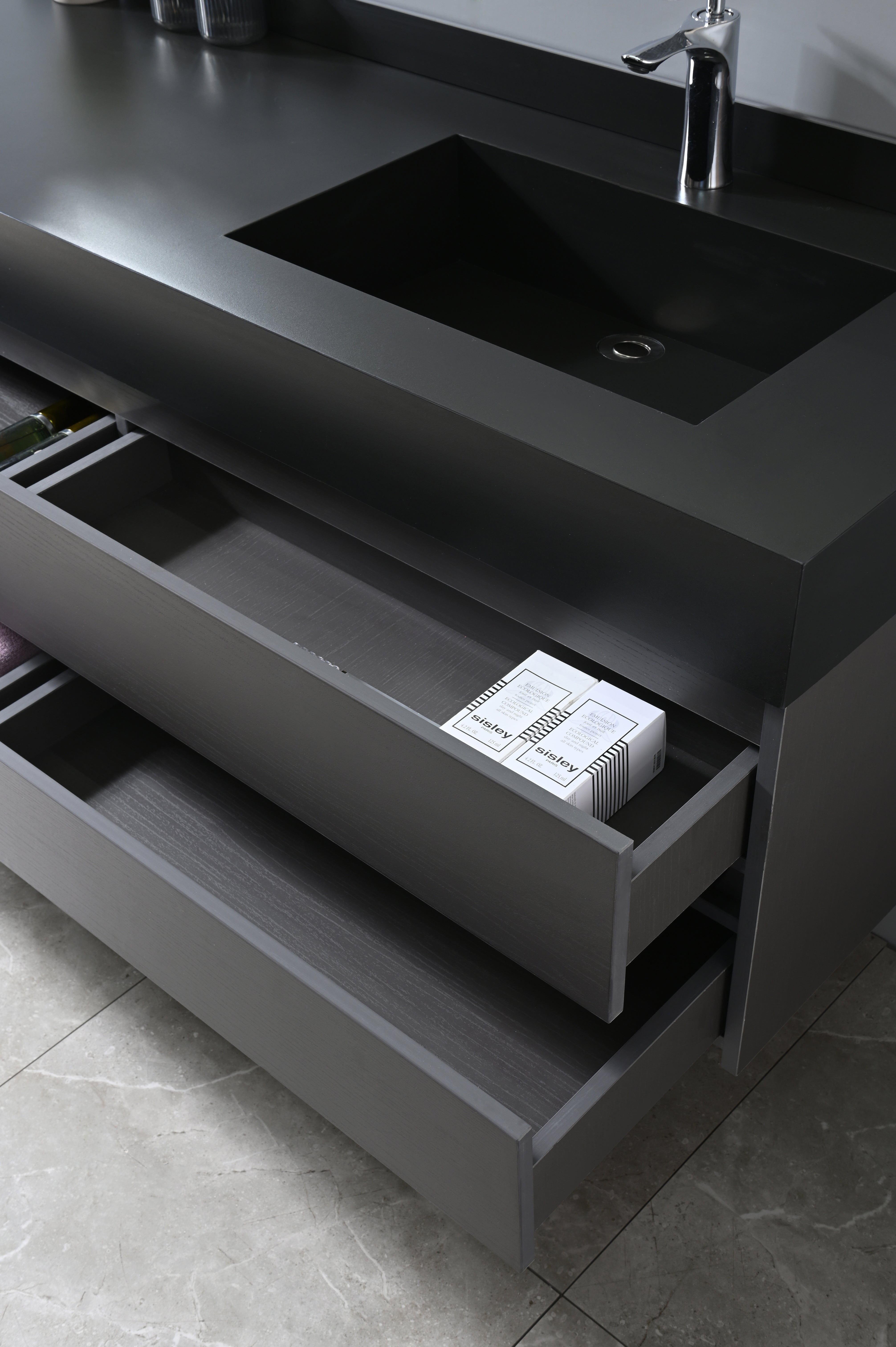 Auva Vanité Vanité-Bassin Aura 60" Noir