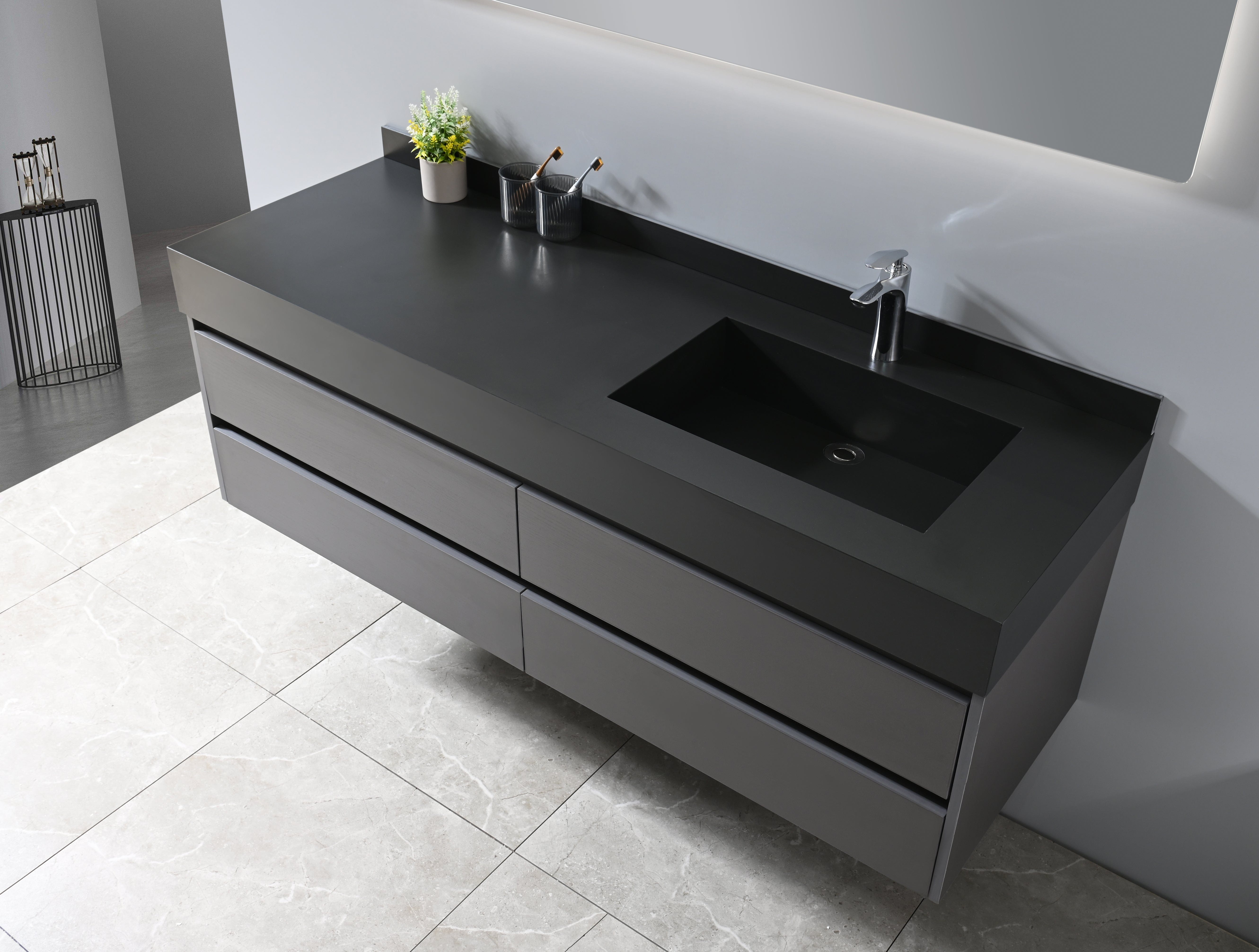 Auva Vanité Vanité-Bassin Aura 60" Noir