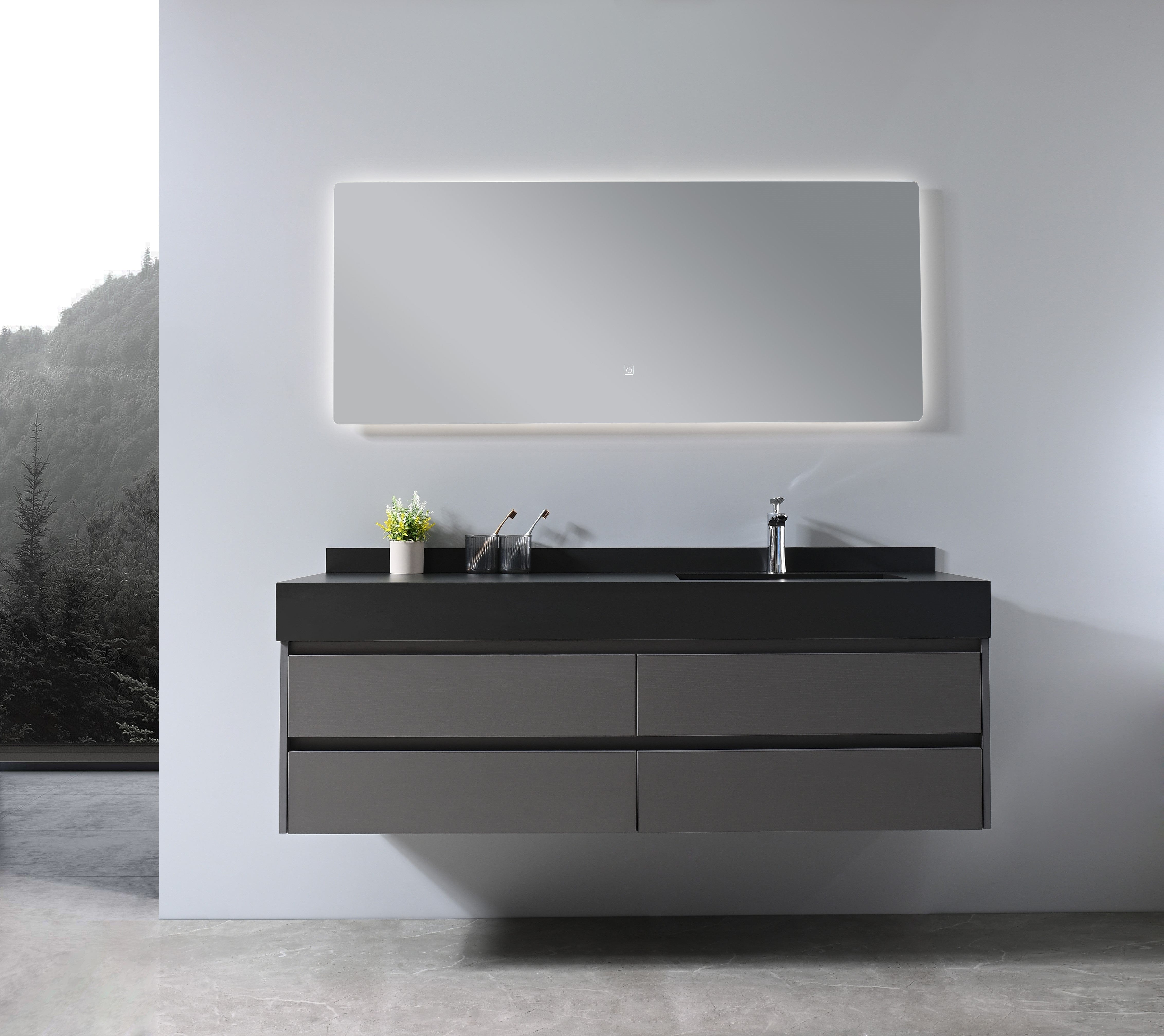 Auva Vanité Vanité-Bassin Aura 60" Noir