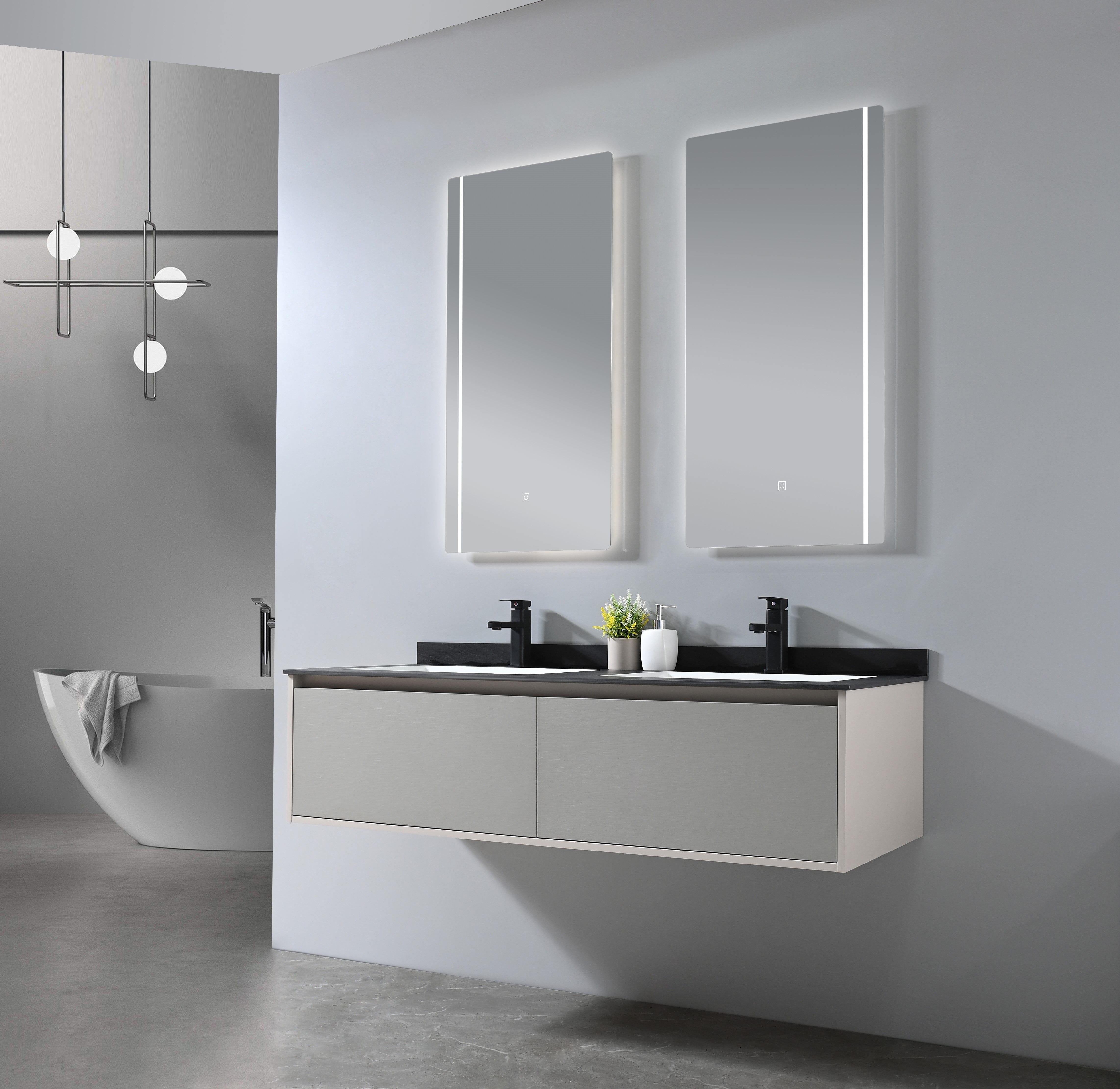 Auva Vanité Vanité-Double Lavabo Eleganza 55'' Gris