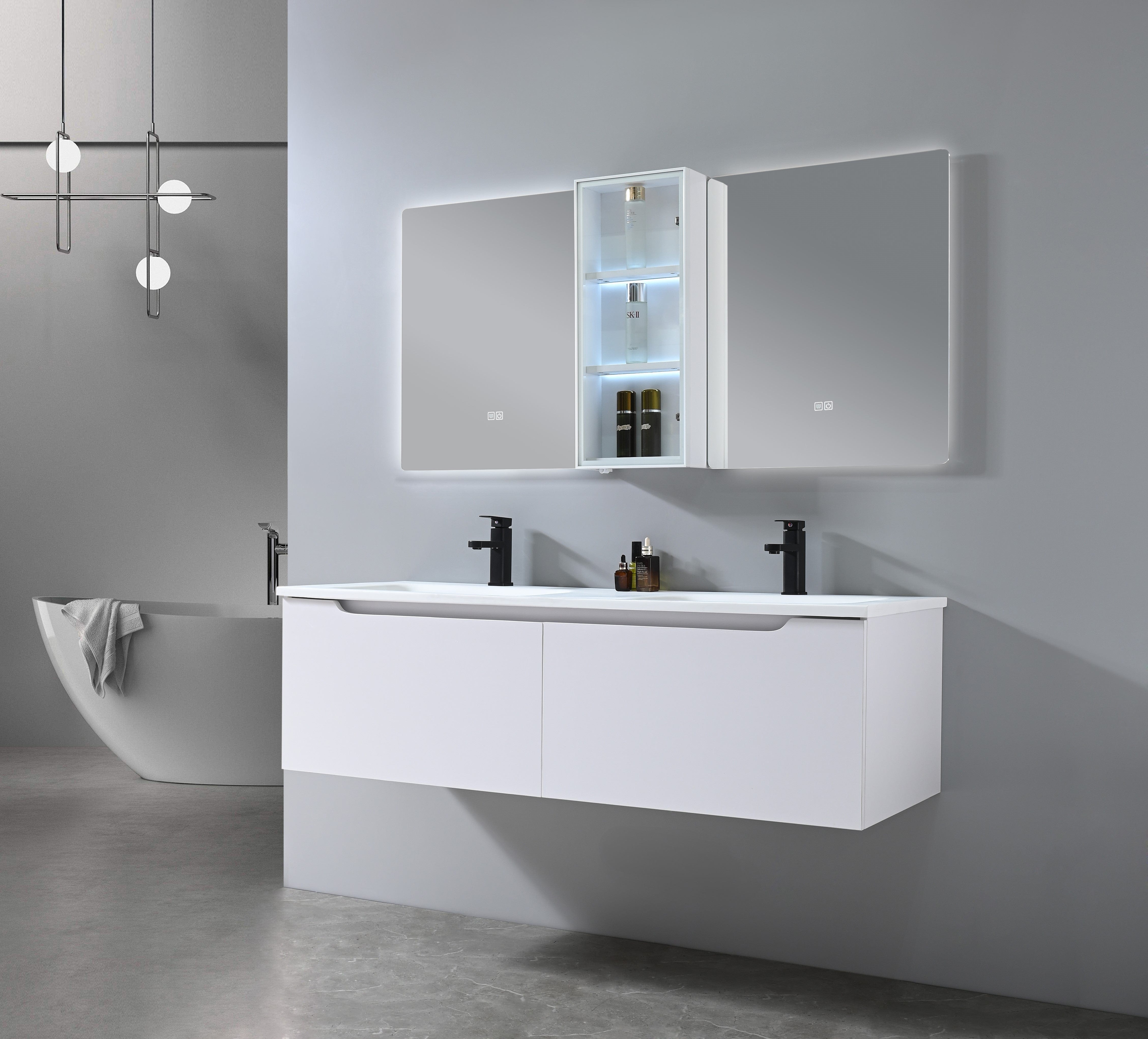 Auva Vanité Vanité-Double Lavabo Eleganza 60" Blanc