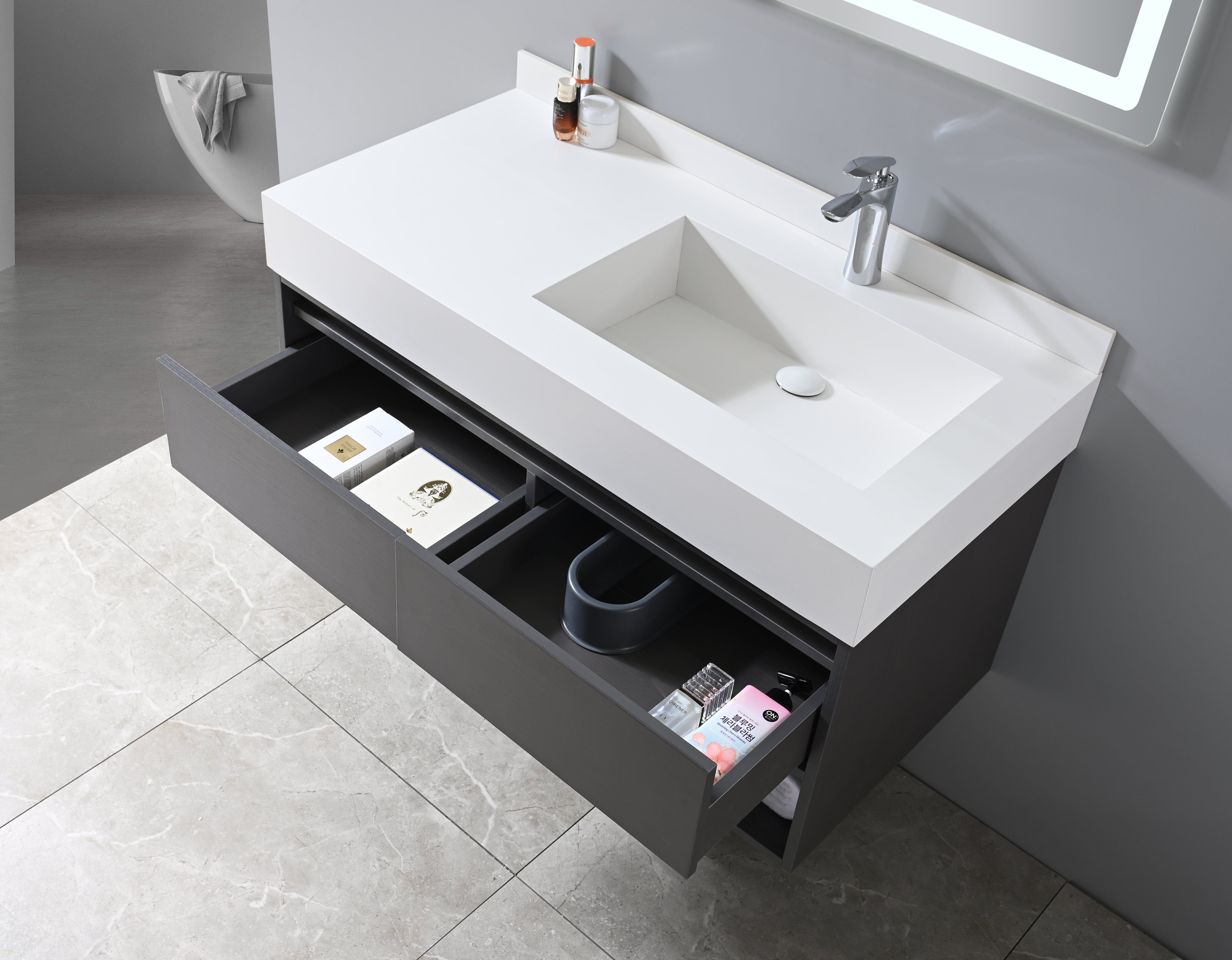 Auva Vanité Vanité-Lavabo Aura 40'' Gris LED