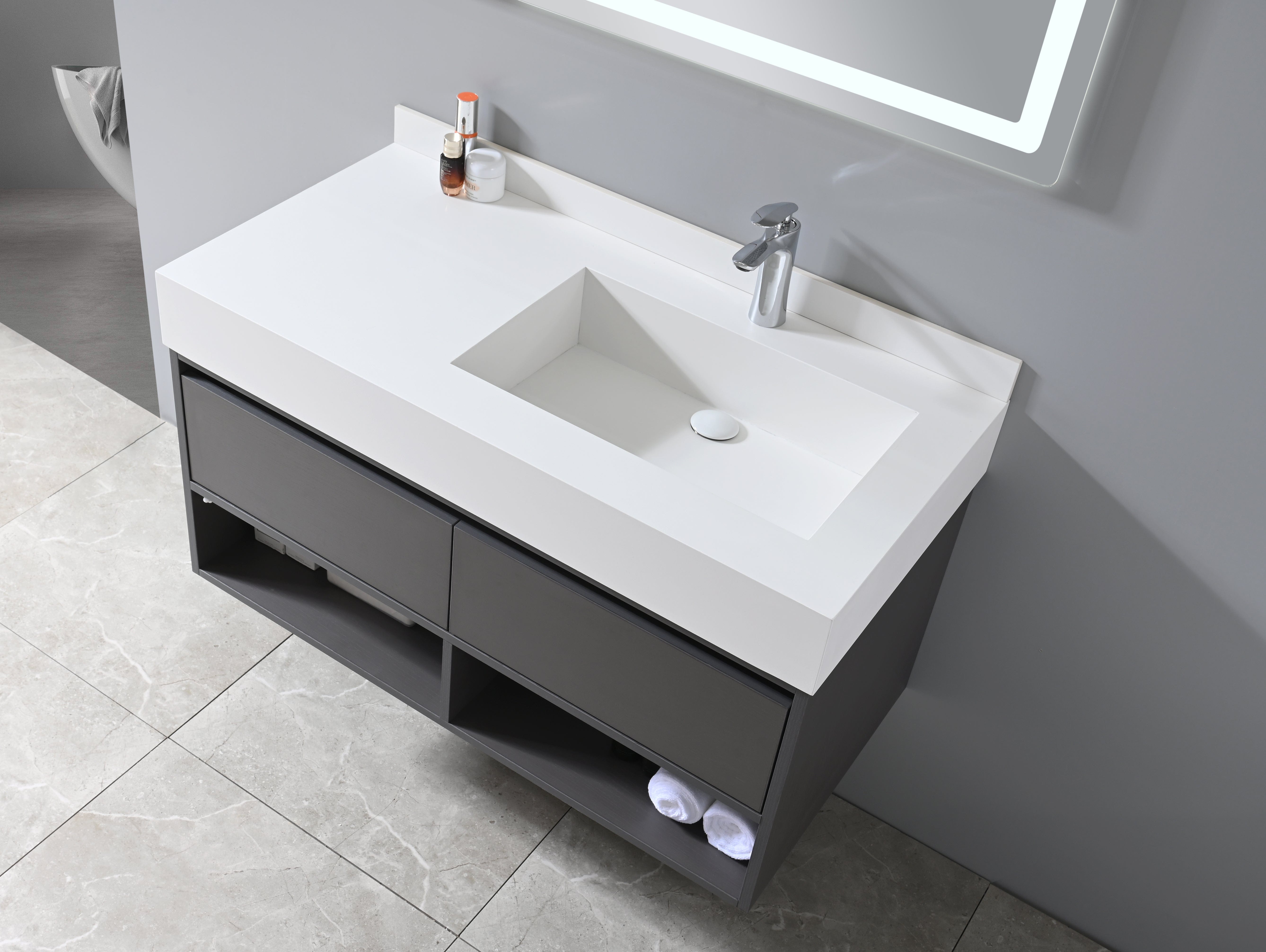 Auva Vanité Vanité-Lavabo Aura 40'' Gris LED