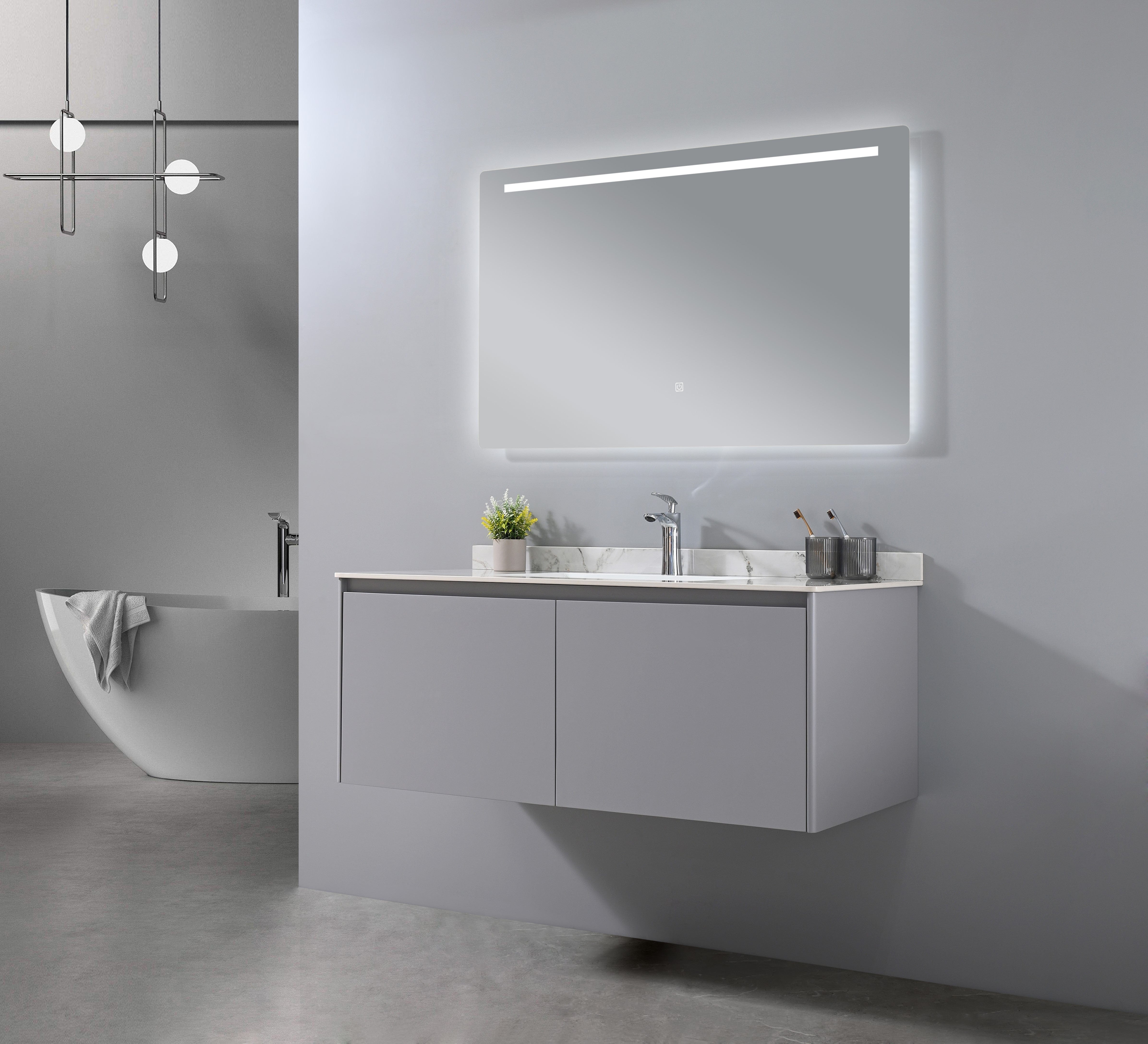 Auva Vanité Vanité-Lavabo Eleganza 48" Gris
