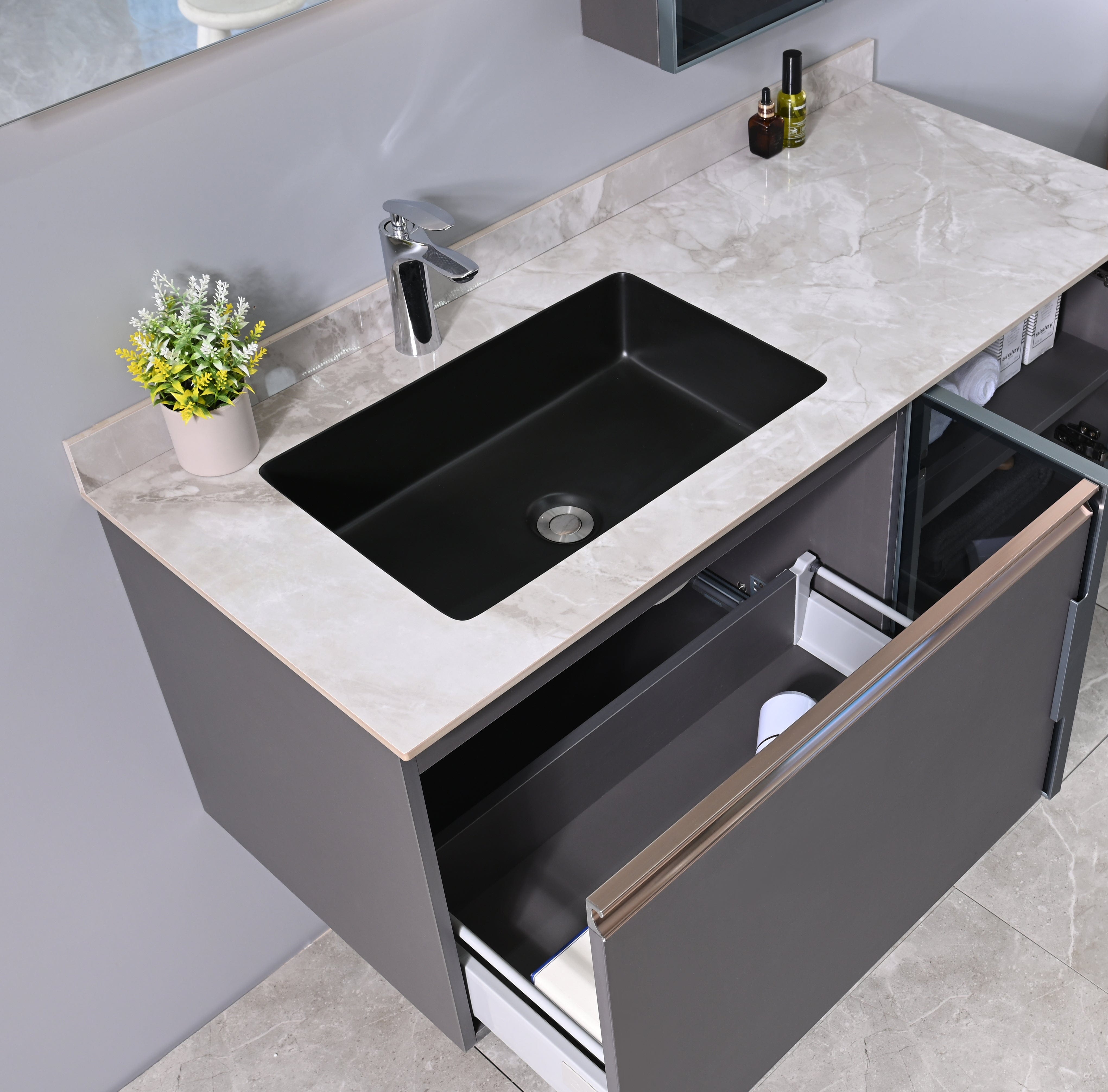 Auva Vanité Vanité-Lavabo Eleganza 48" Gris