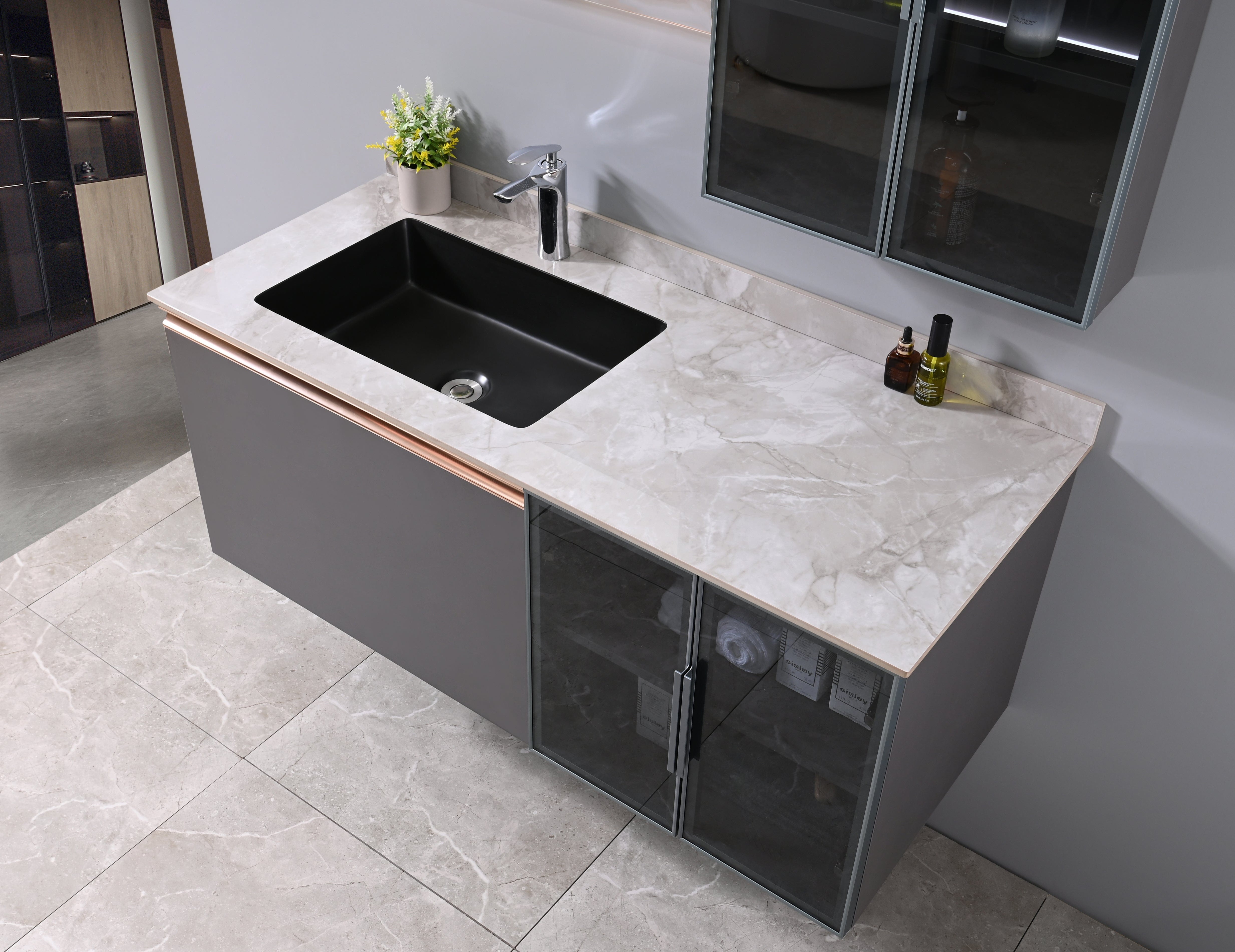 Auva Vanité Vanité-Lavabo Eleganza 48" Gris