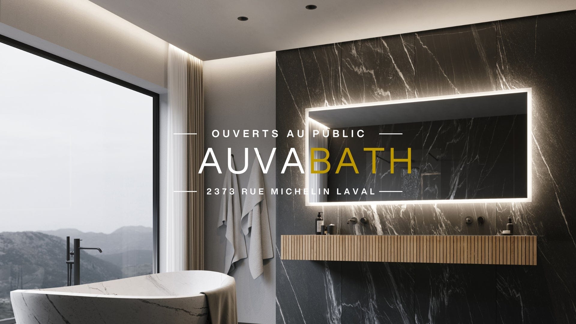 Auvabath Laval – Magasin de vanités et miroirs LED ouvert au public au 2373 Rue Michelin, Laval