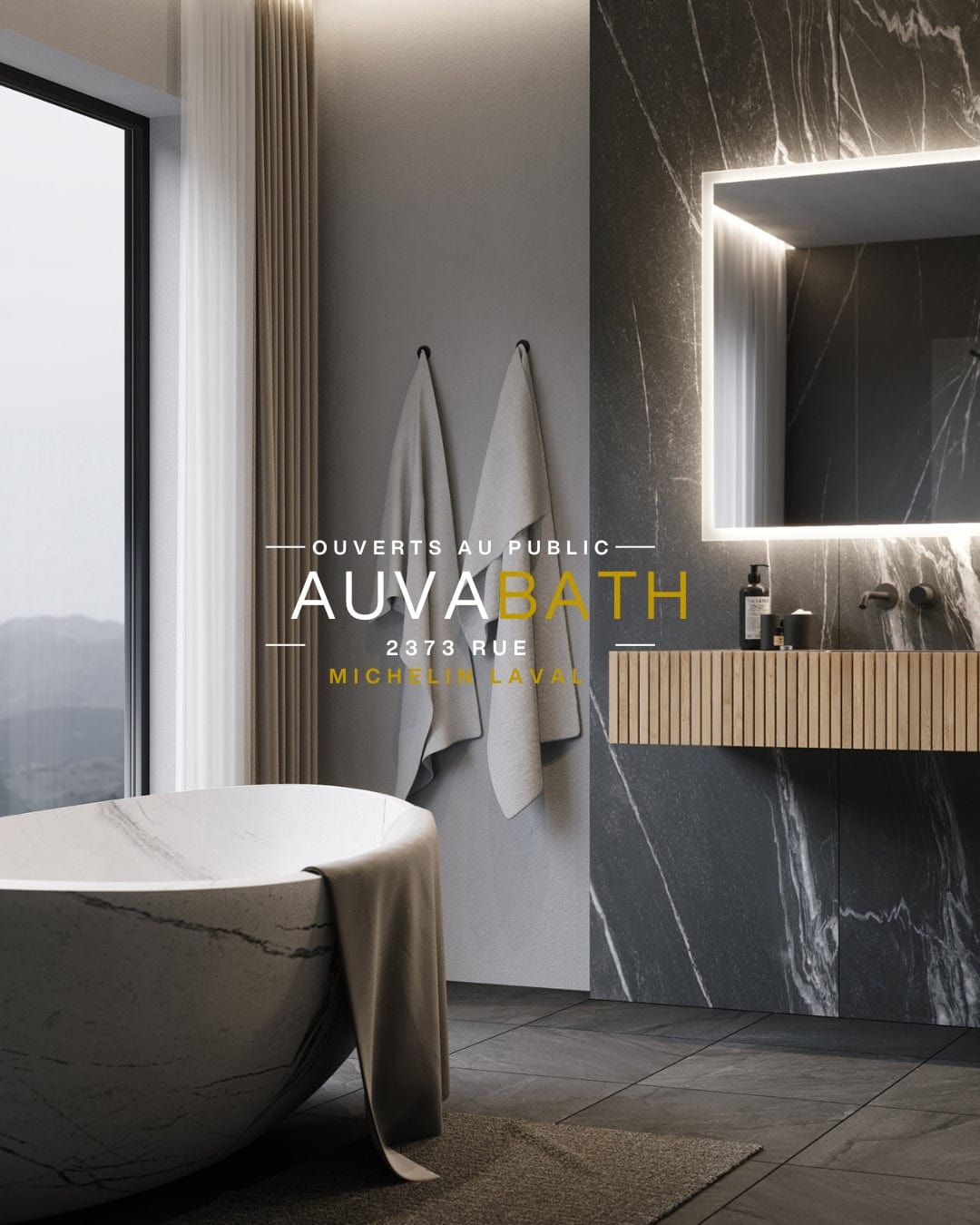 Auvabath Laval – Magasin de vanités et miroirs LED ouvert au public au 2373 Rue Michelin, Laval