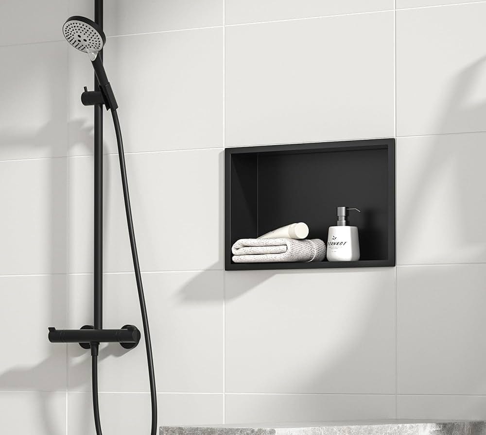 My Store Niche de Douche Rectangulaire Noir Nano